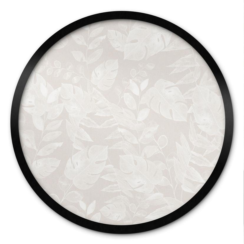 Plakat Tropical Leaves Beige - Blomsterdekoration - Rund