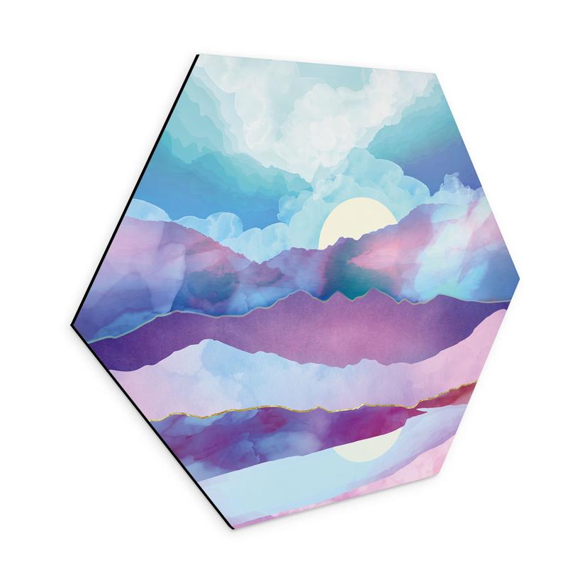 Hexagon Dibond Blændende bjerglandskab - SpaceFrog Designs