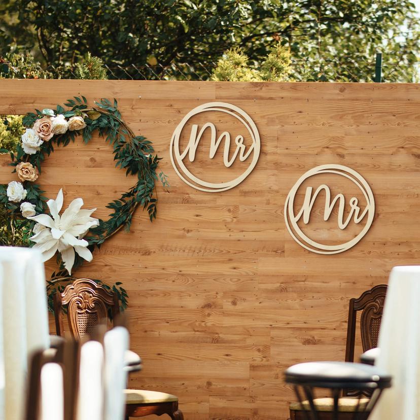 Letra de madera boda Sr. y Sr. - Álamo