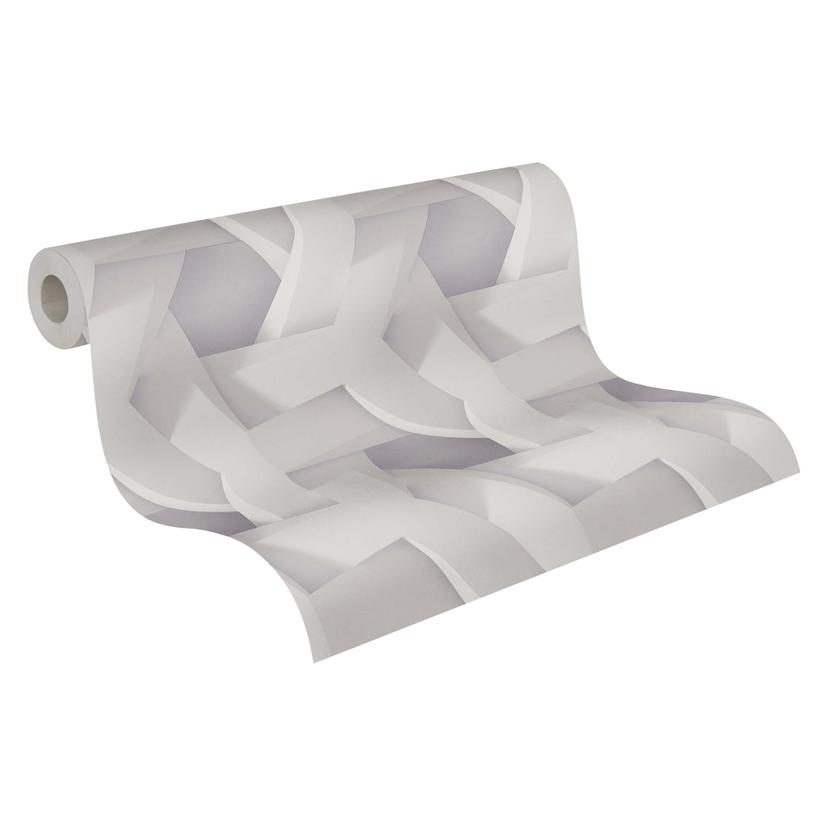 A.S. Creation carta da parati 3D in grigio e bianco opaco carta da parati in tessuto non tessuto con