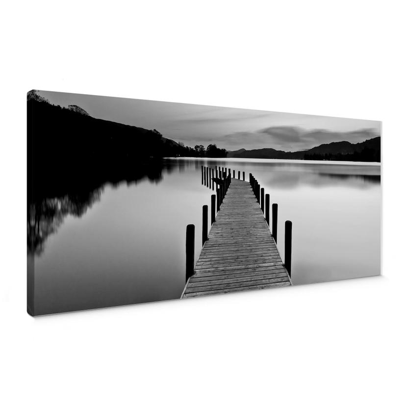 Lienzo panorama del lago - blanco/negro