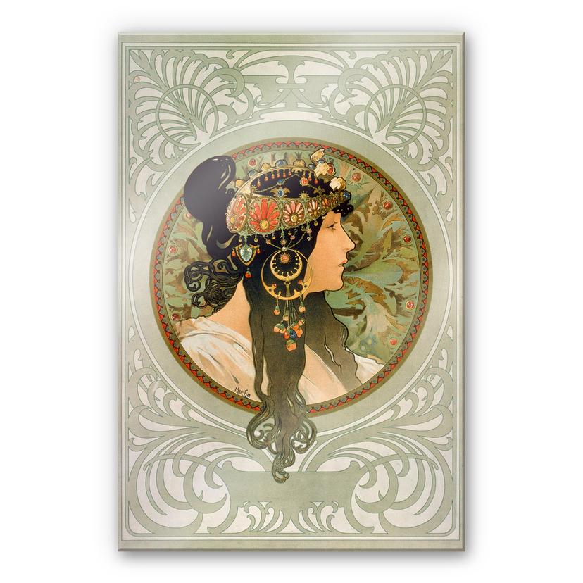 Akrylbillede Mucha - Brunetten