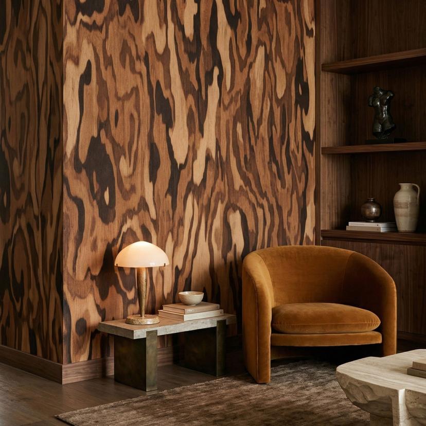 Fototapete Ettore Walnut - Abstrakte Holzmaserung - Sir Edward x Grigory Gladarev