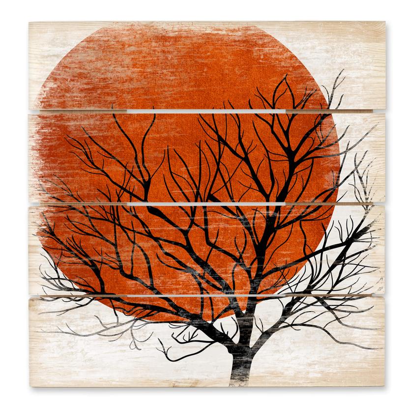 Cuadro de madera Kubistika - Cálida puesta de sol - 40x41,5 cm