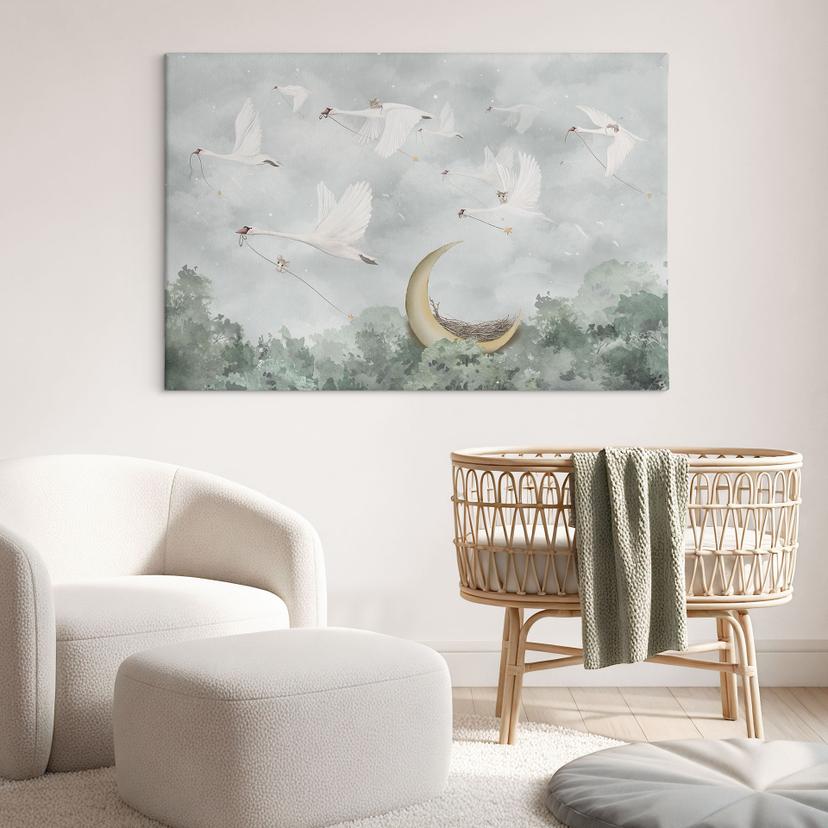 Canvas schilderij Zwanen en muizen in sterrenvlucht - Ms Tiff