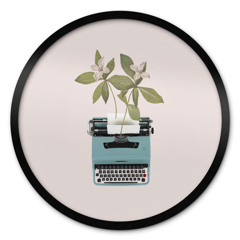 Póster Frida Floral Studio - Máquina de escribir botánica - Redondo