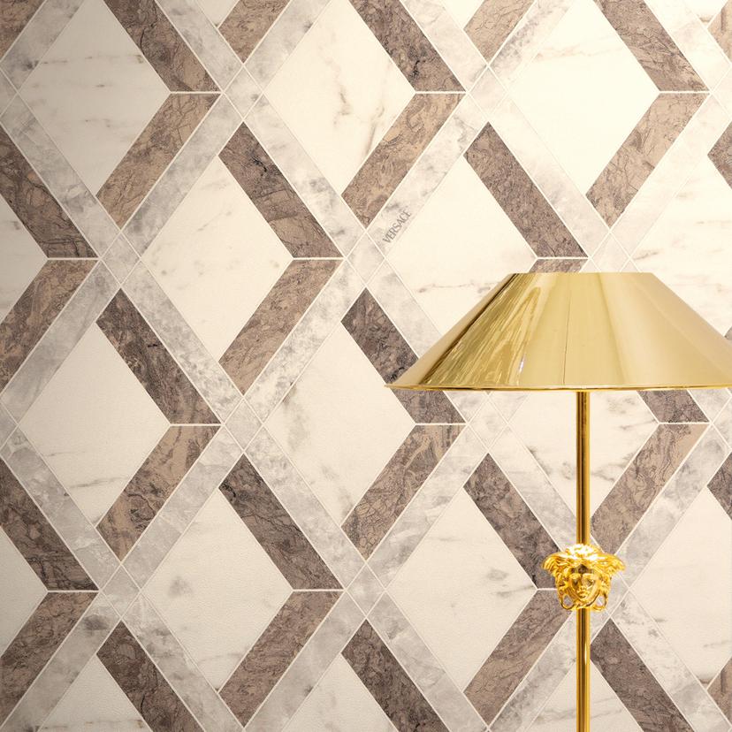 Versace ikke-vævet tapet Tarsia marmorlook brun grå creme
