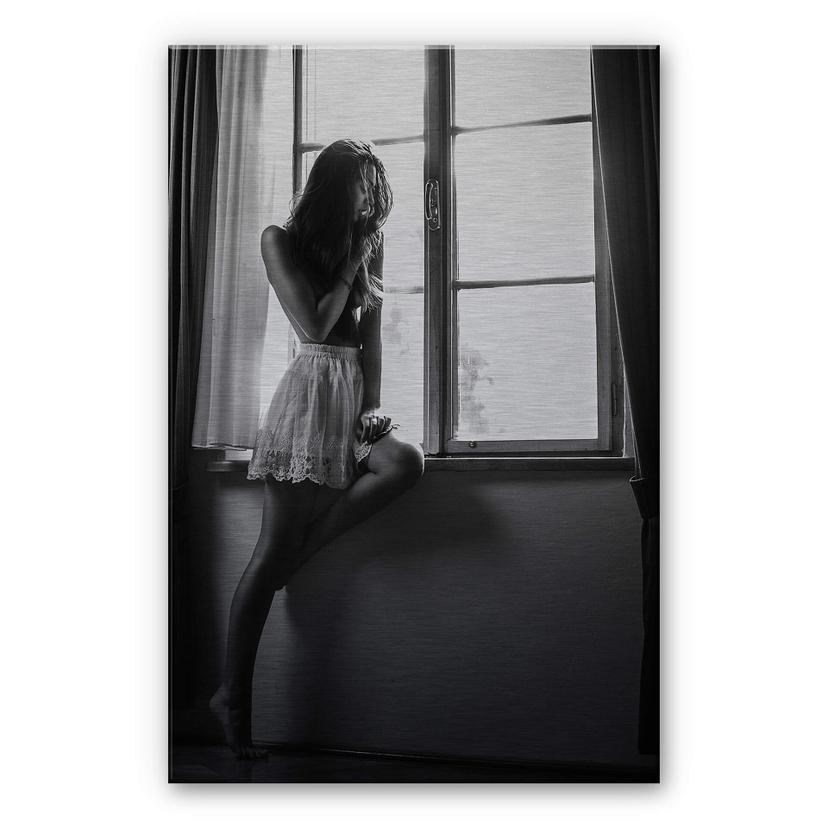 Alu-Dibond Zilver - Krystynek - Girl in the Window
