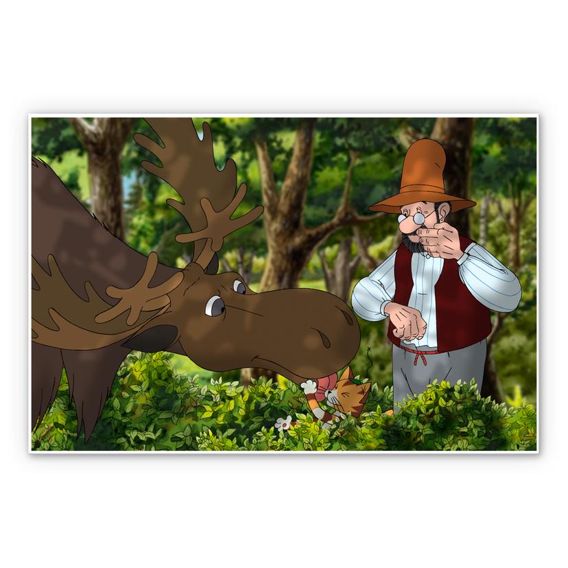 Wandbild Pettersson und Findus - Ein Kuss vom Elch