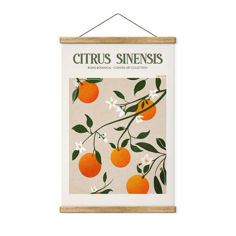 Tekstil plakat Boho-appelsintræ - Citrus Sinensis - Tunaboylu