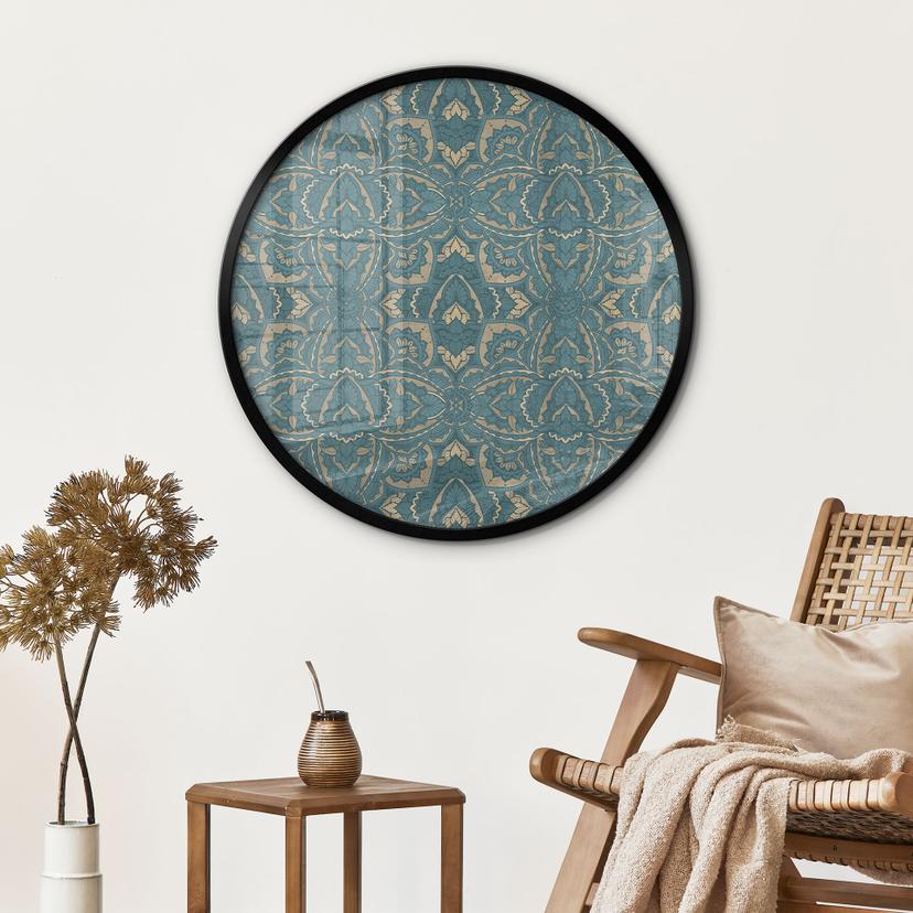 Poster mandala vintage in oro turchese - Bloomery Decor - Rotondo