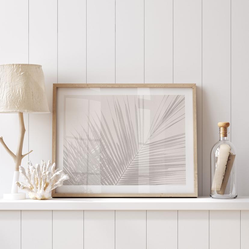 Poster minimalista - foglie di palma in look lino - Bloomery Decor