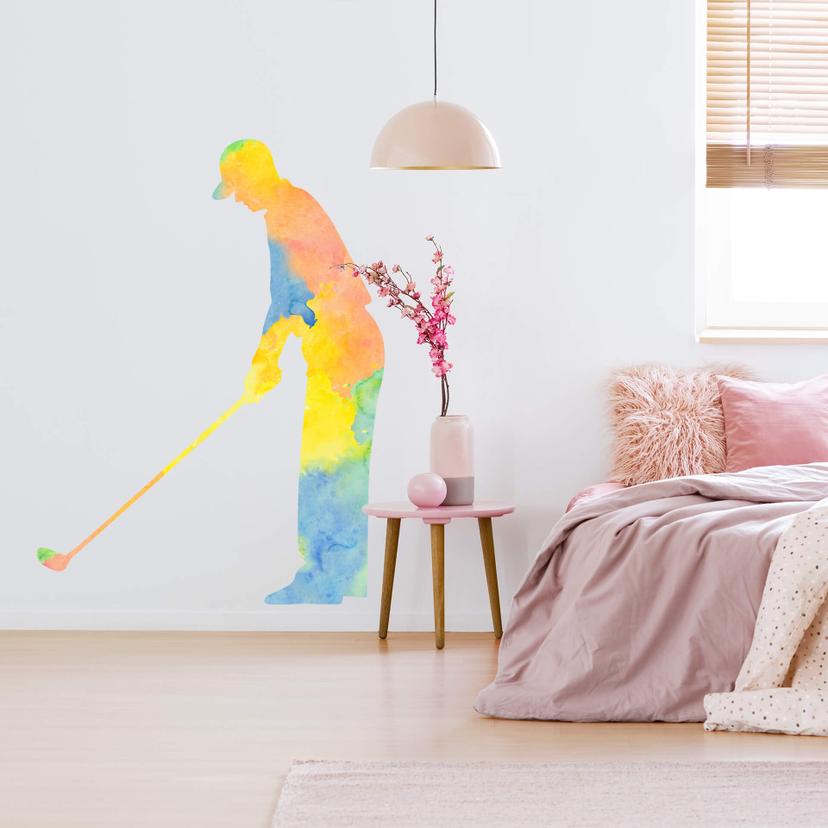 Akvarel Golfspiller 1 wallsticker