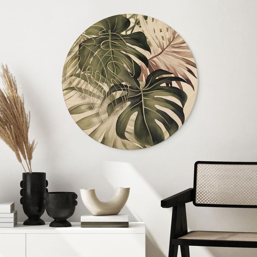 Holzbild Tropische Blätter Boho - Haase - Rund
