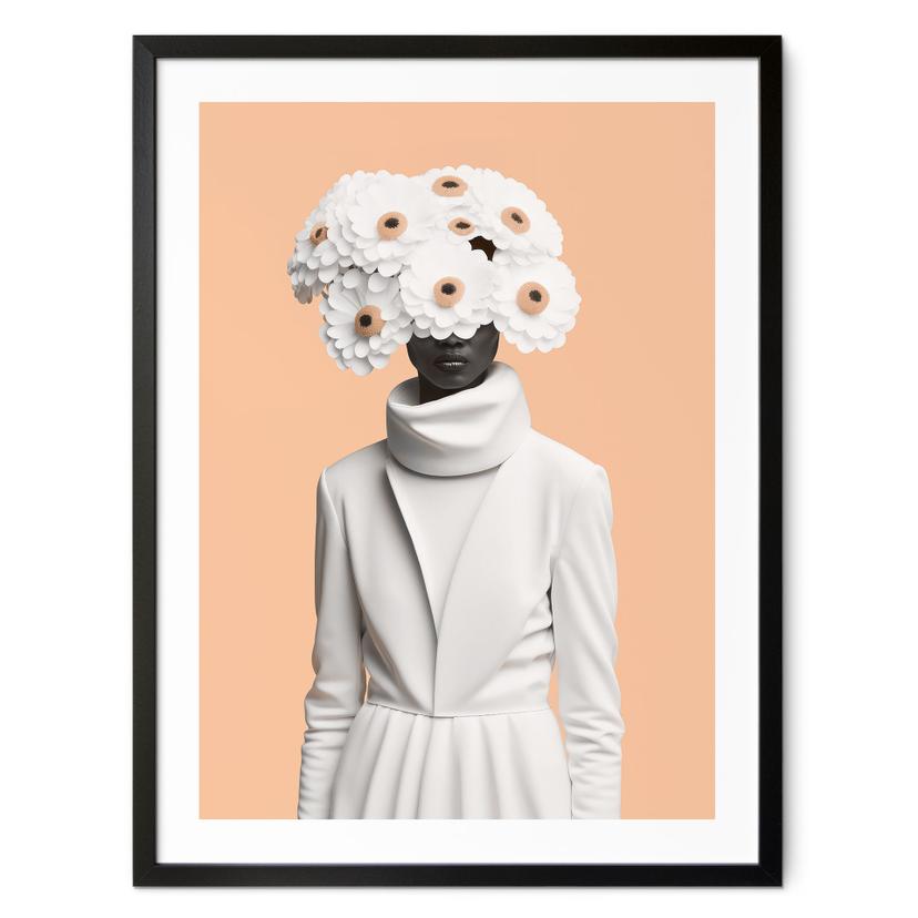 Póster Dama blanca con flores - Treechild