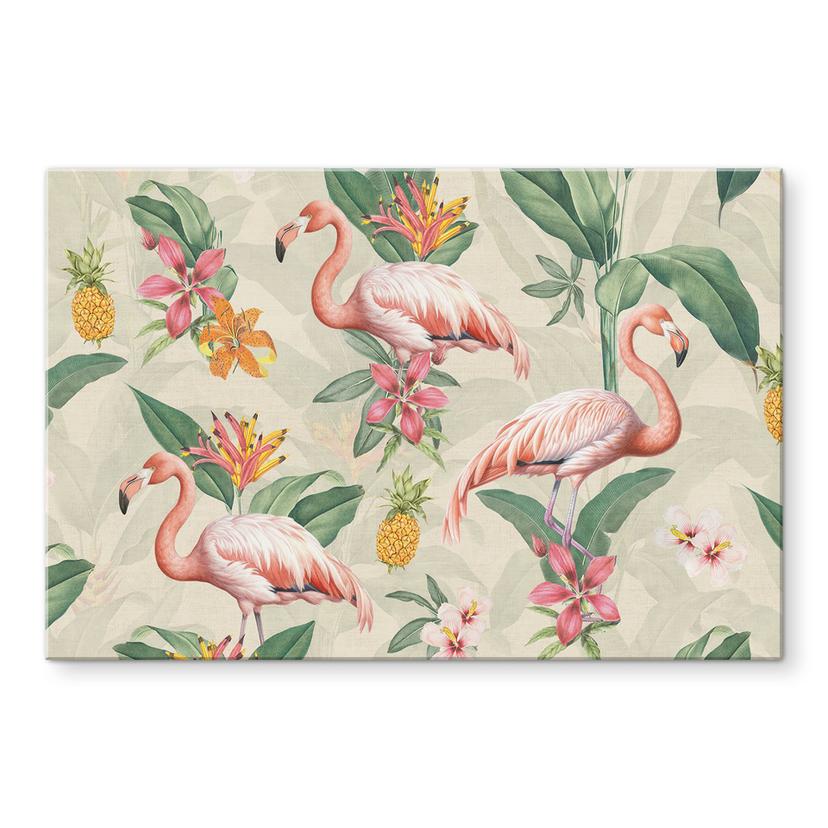 Pannello paraschizzi Fenicottero e foglie tropicali | Esotico per la cucina - Bloomery Decor