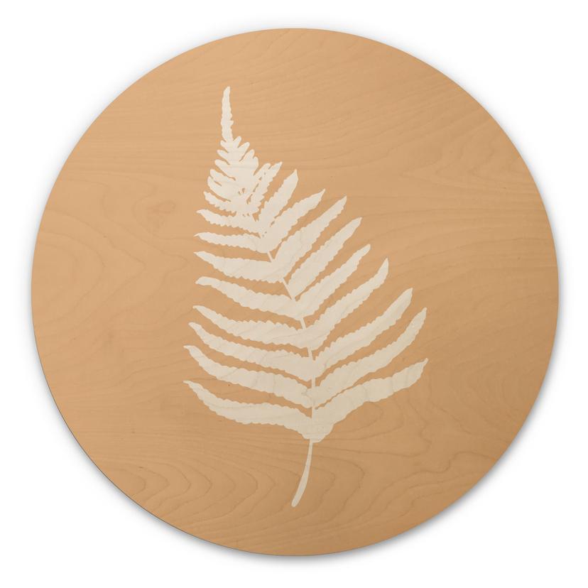 Cuadro de madera silueta hoja de helecho - 1X Estudio - Redondo