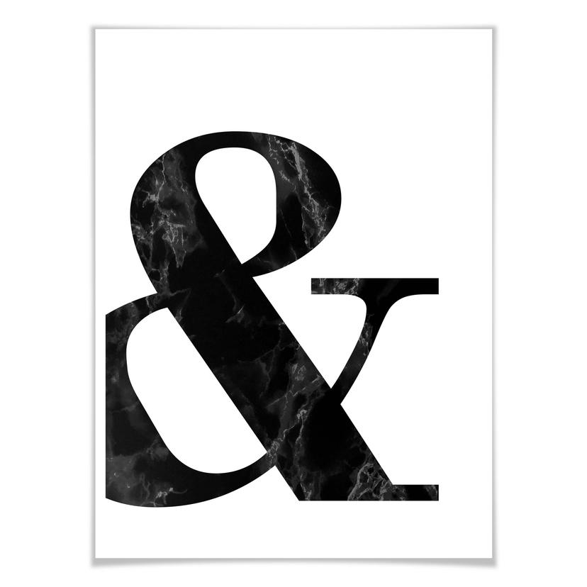 Affiche Esperluette marbre noir