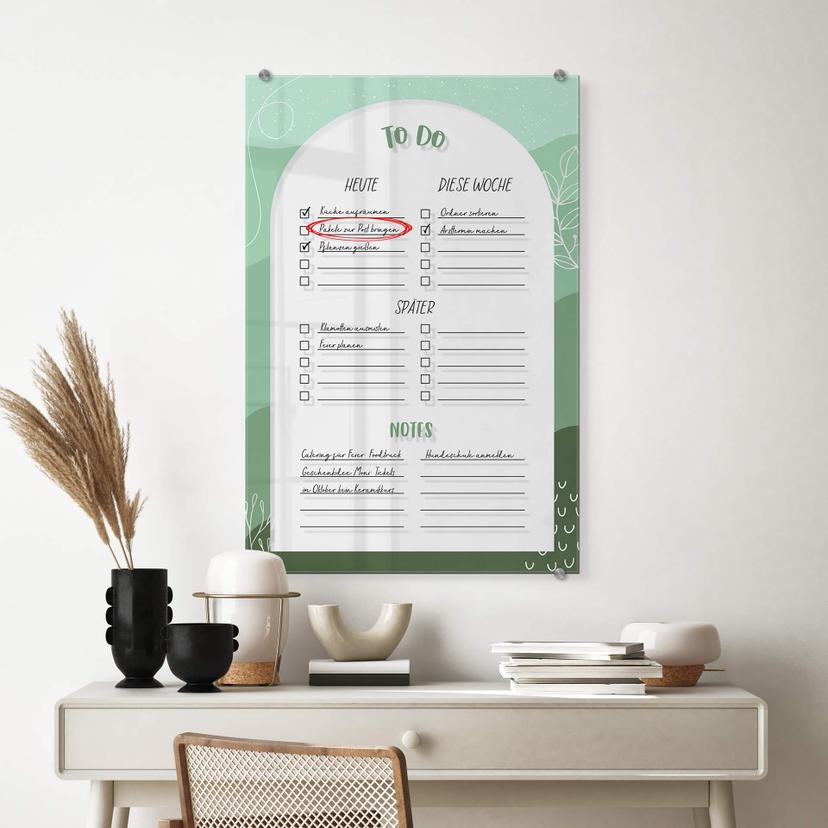 Memoboard Glas/Acryl To Do Liste - transparent