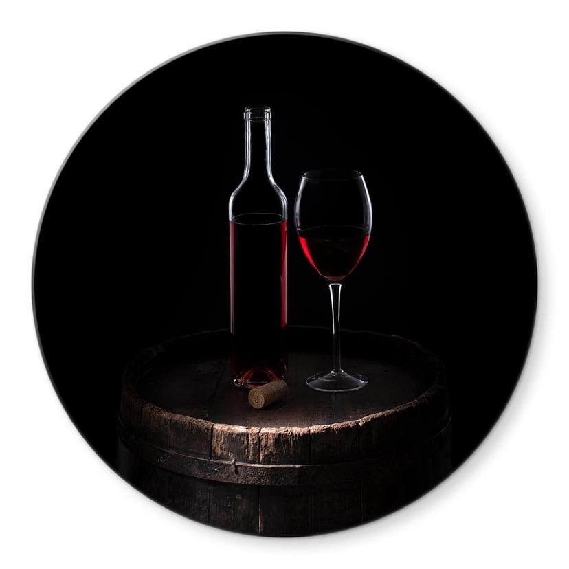 Tableau sur verre rond Perfoncio - vin rouge pour connaisseurs