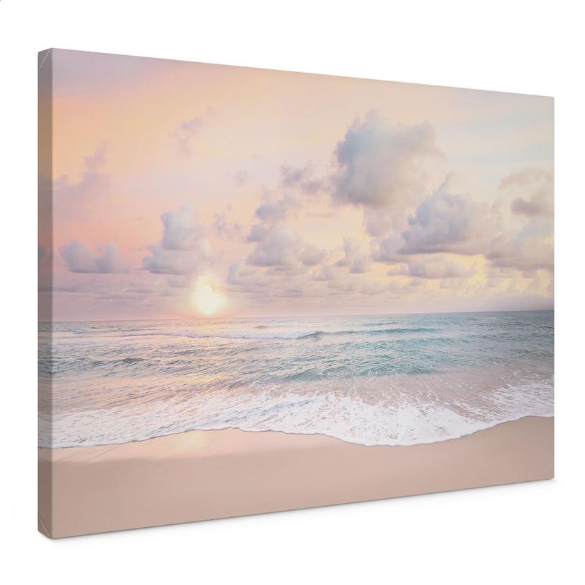 Canvasbillede Solnedgang over strand og hav - Sisi & Seb