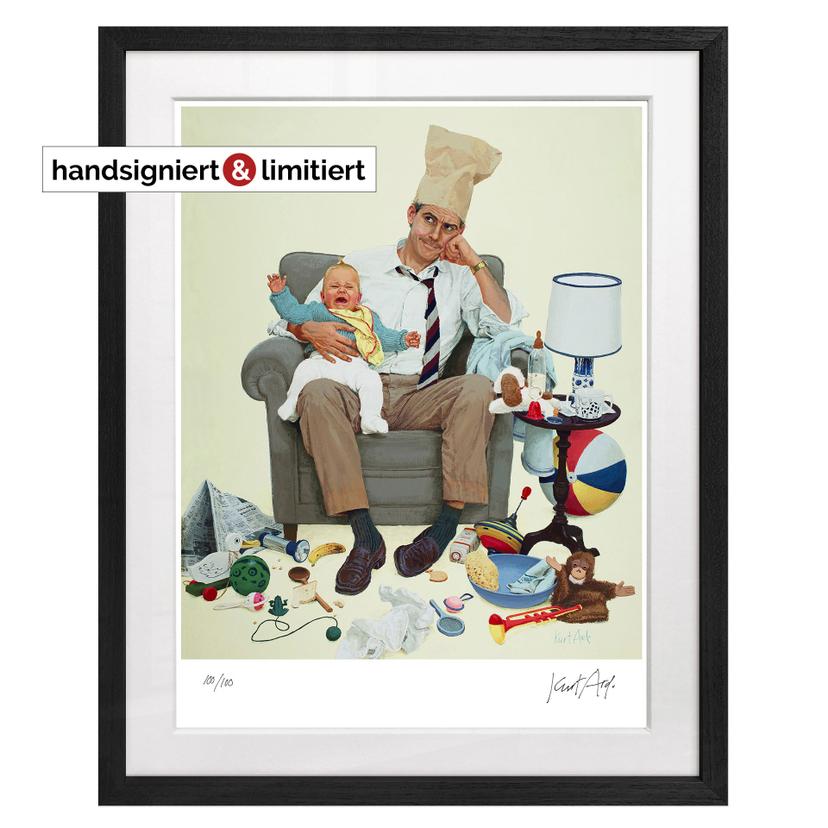 Exklusive Edition: handsigniert und limitiert - Fine Art Poster mit Passepartout im Rahmen - Wo bleibt Mama denn (1960) - Kurt Ard - 40x50 cm