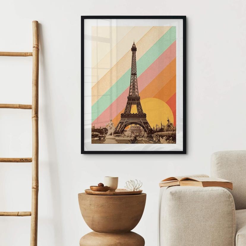 Poster Bodart - Torre Eiffel retrò con arcobaleno