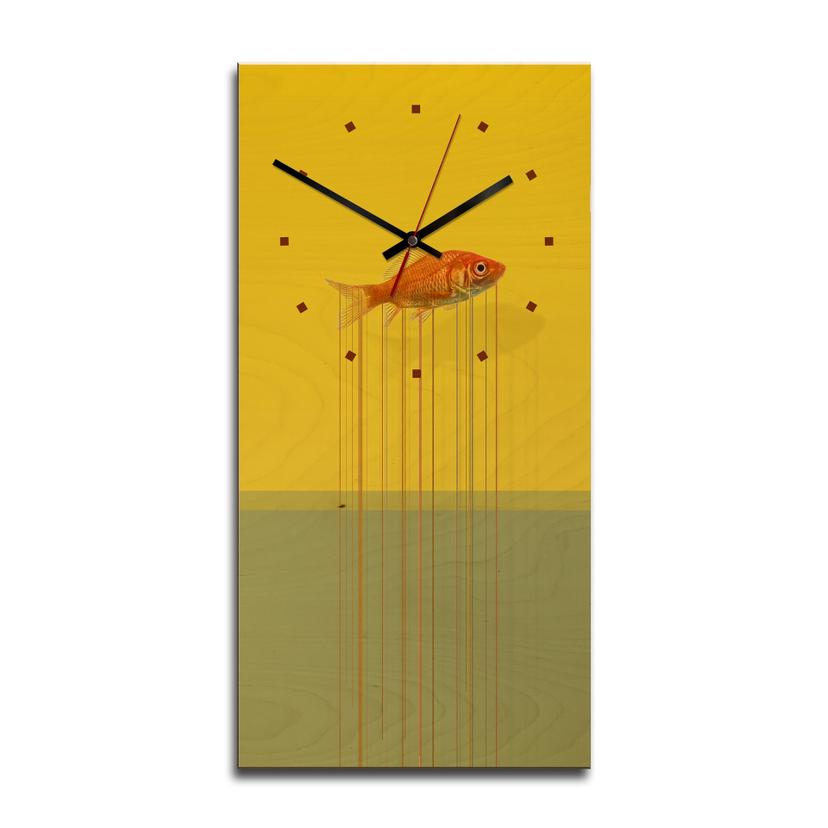 Horloge murale en bois - Poisson d'or