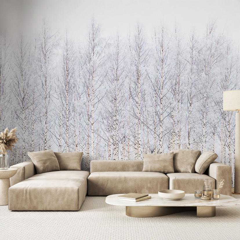 Papel pintado Bosque de abedules en invierno - EMELIEmaria