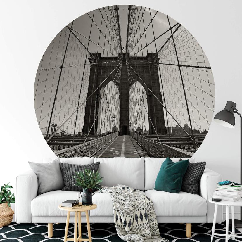 Fototapet - Rundt Brooklyn Bridge Perspektiv - vliesetapet/selvklæbende non-woven tapet