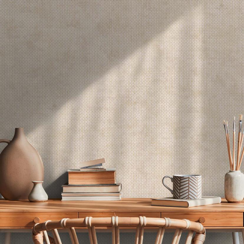 A.S. Création non-woven tapet BOS - grafisk tapet beige, guld, metallic