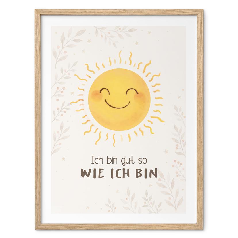 Kinder-Poster 'Ich bin gut so wie ich bin' mit Sonne