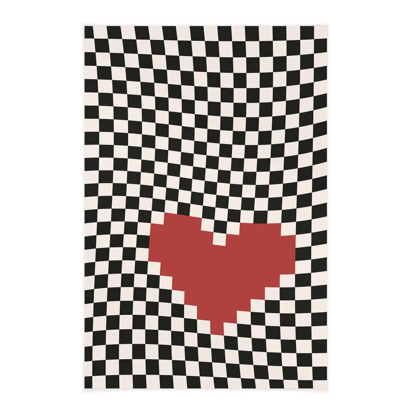 Textil poster med optisk illusion: Hjärta i pixelstil - Kerr-Dineen