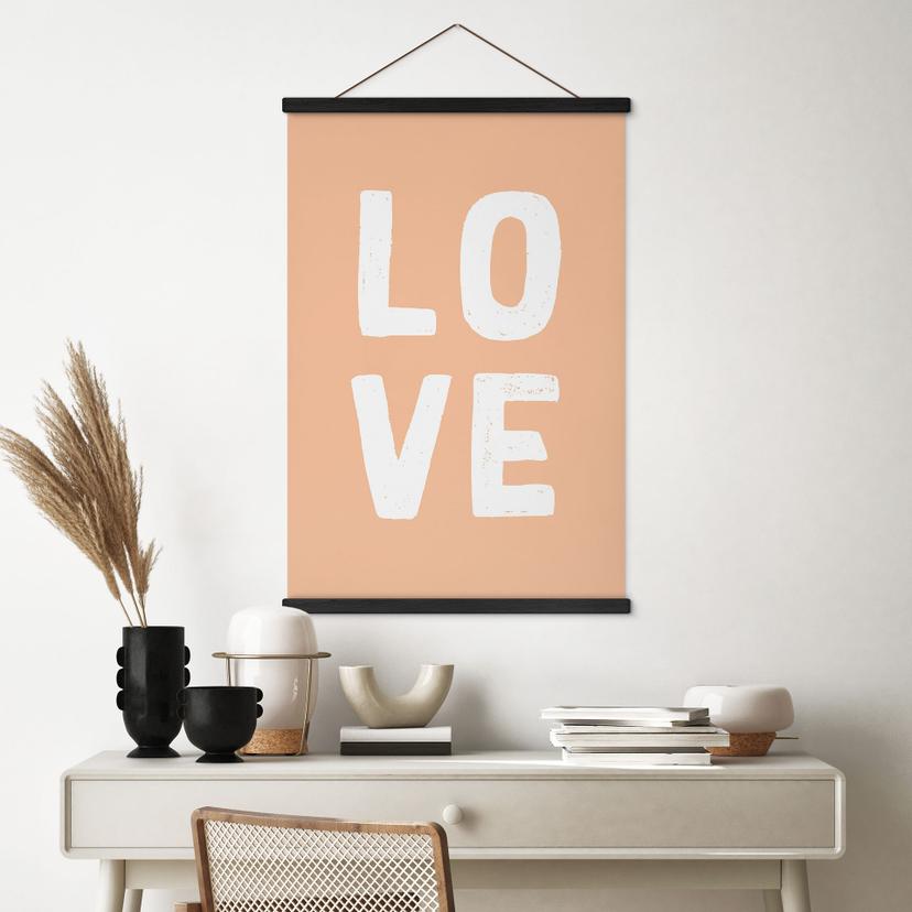 Poster tessile Decorazione lettere LOVE colore pesca