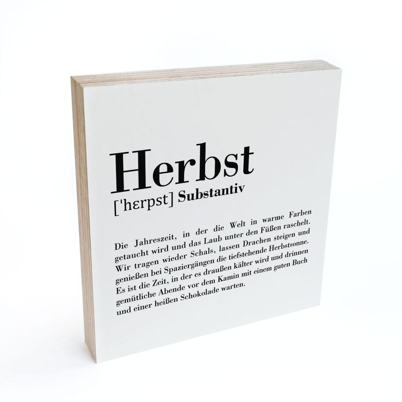 Holzbild zum Hinstellen - Grammatik - Herbst - 15x15 cm