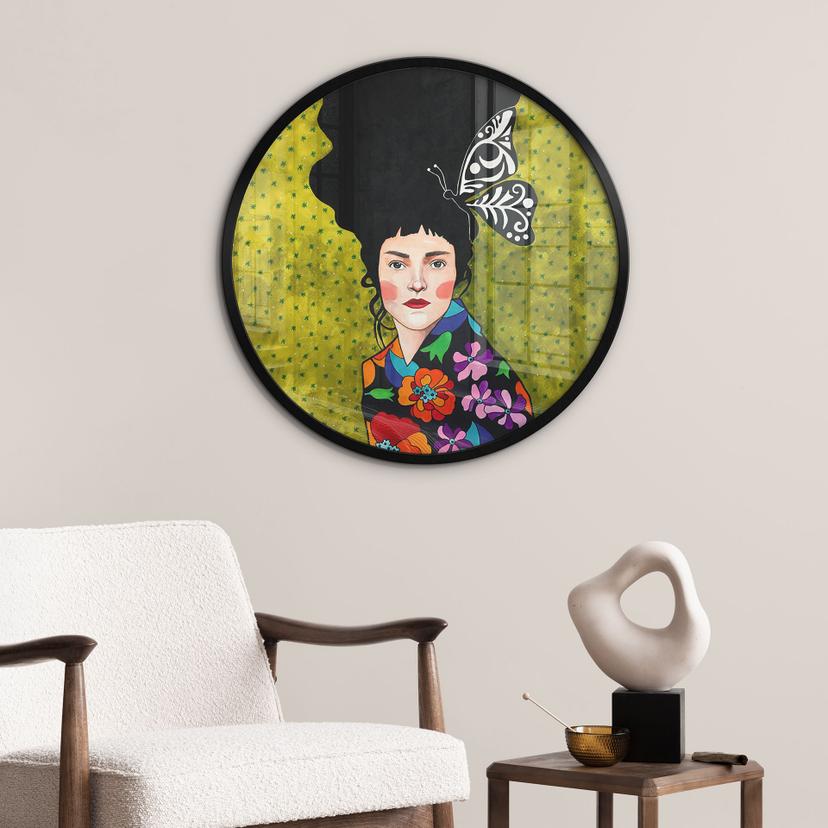 Poster donna con farfalla nei capelli - Hülya - Rotondo