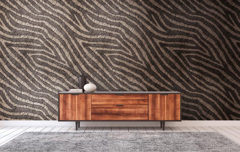 tapet zebramønster brun beige - non-woven tapet art Livingwalls - mat og glat