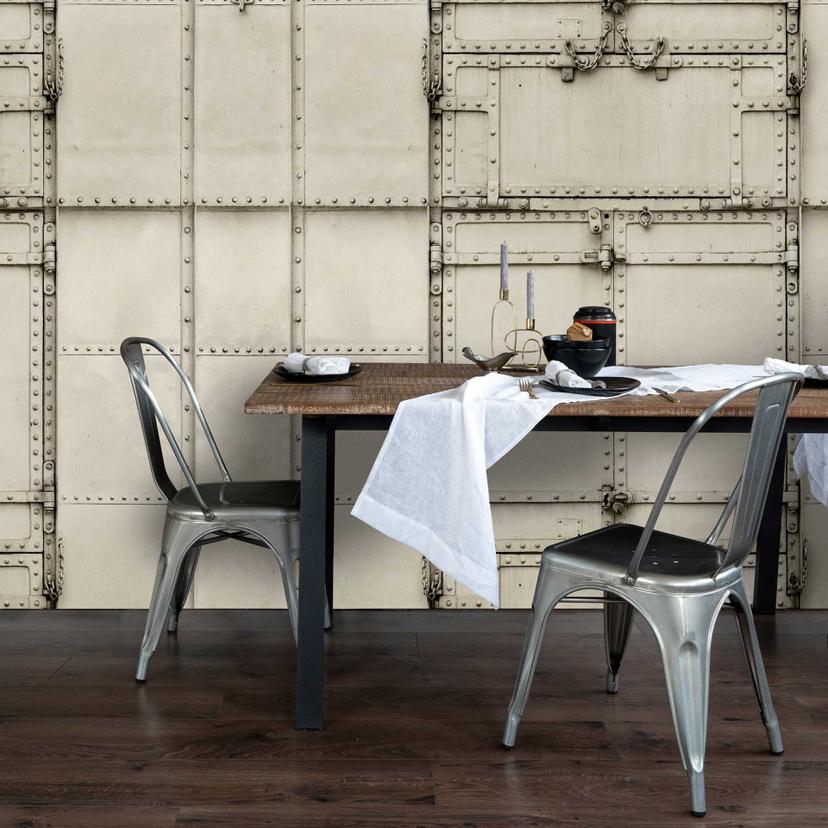 Fototapet i industriel stil - metallisk panellook i gråt