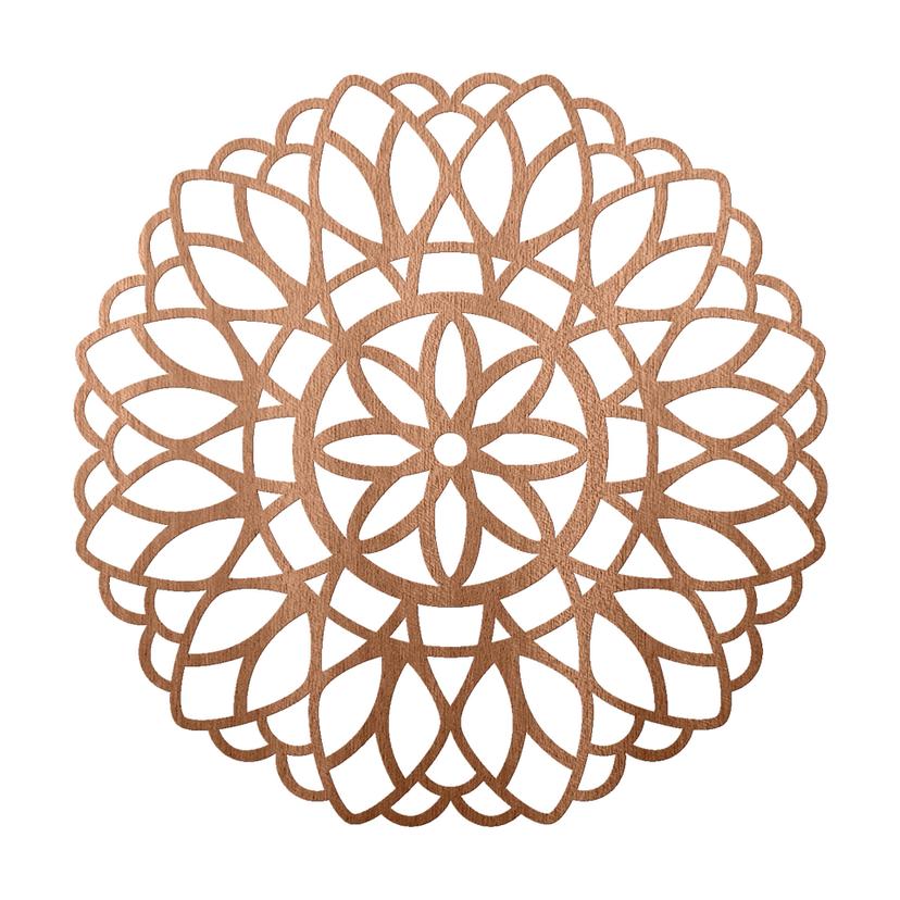 Väggdekorationer i trä mahogny - Mandala Livets blomma - Rund