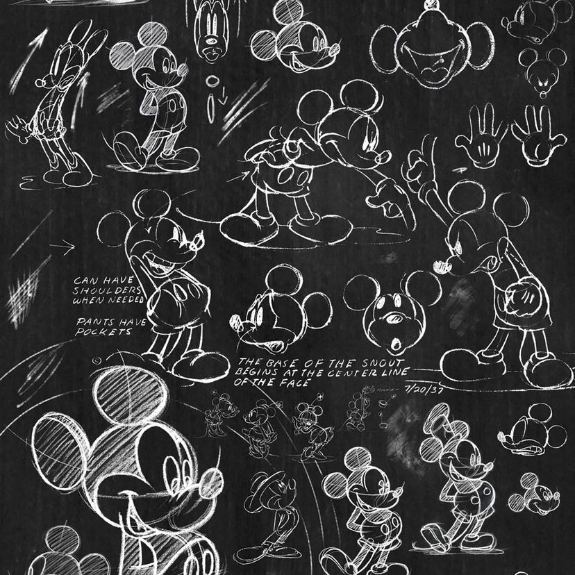 Non-woven tapet - Mickey Chalkboard - 120 x 200 cm
