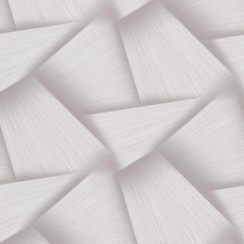 Papel pintado no tejido con formas geométricas y efecto metálico en color crema
