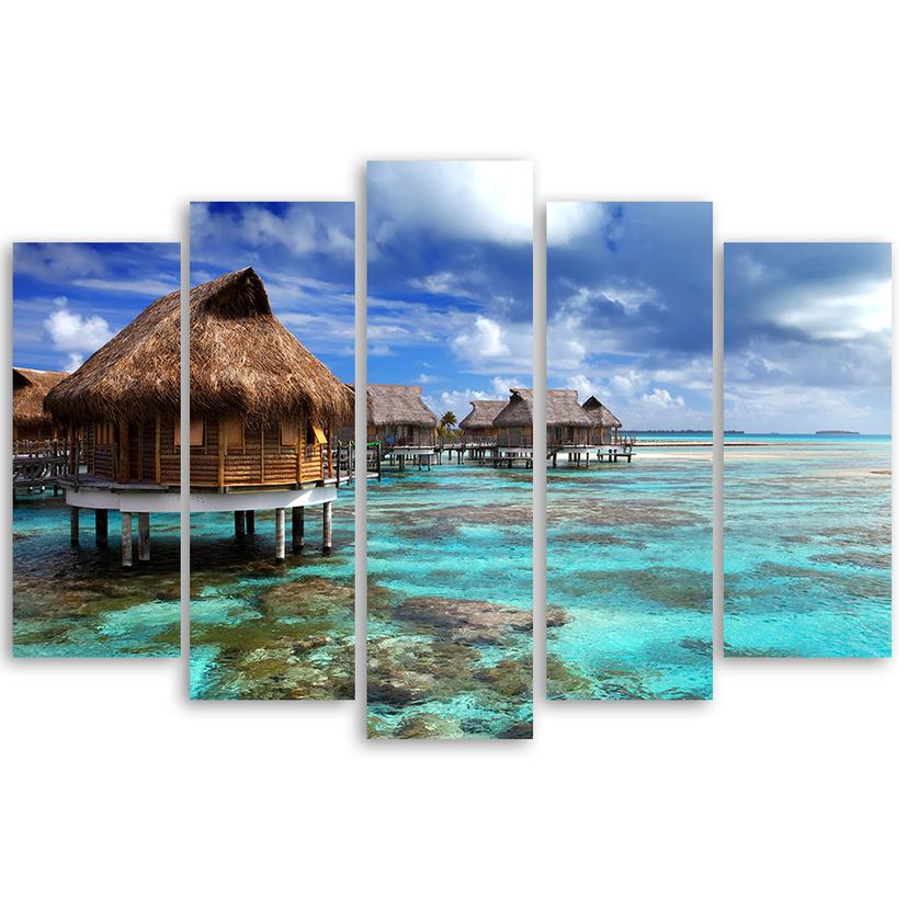 Stampa su tela 5 pezzi Tropical Sea Beach House