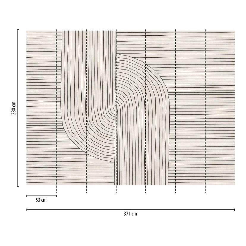 Modern Beige Black - Carta da parati in tessuto non tessuto con motivo a righe per soggiorno e uffic