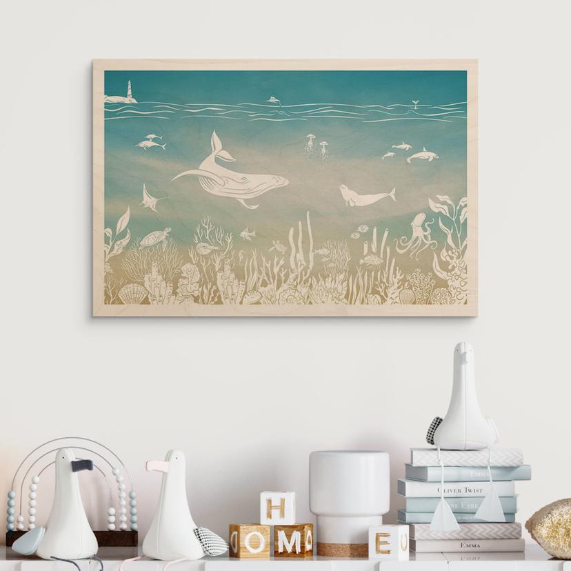 Stampa su legno mondo subacqueo paradiso - Ombre - Kikki Belle