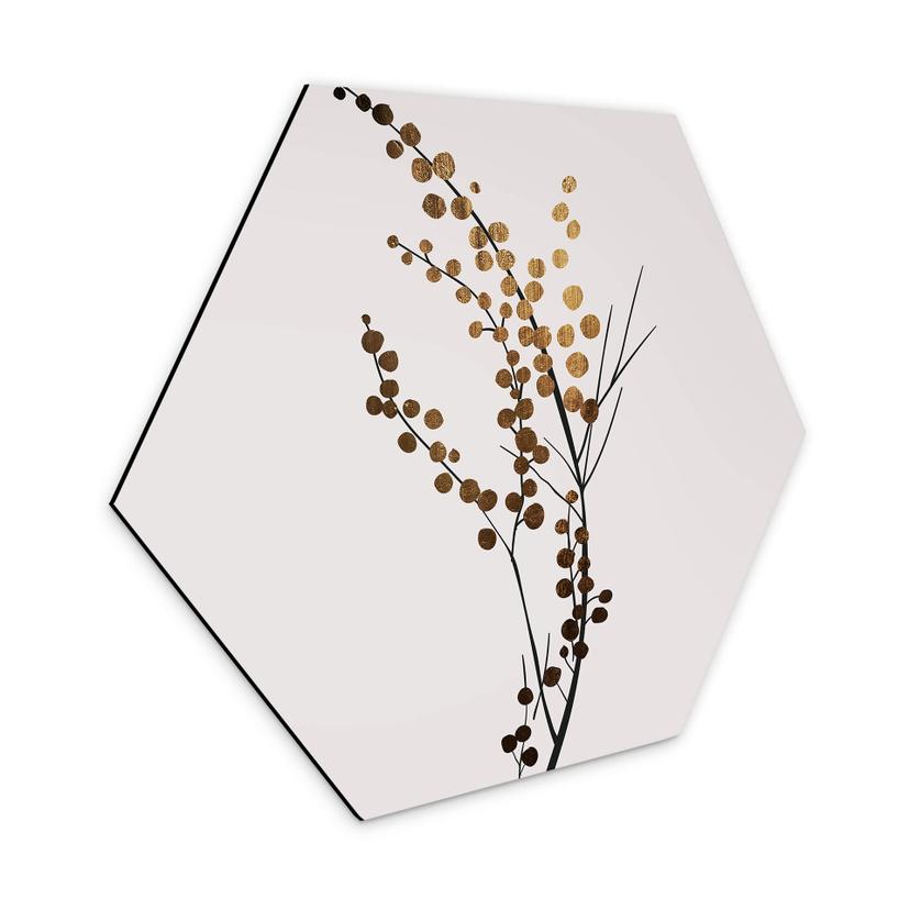 Hexagon Dibond Kubistika - Golden Branch