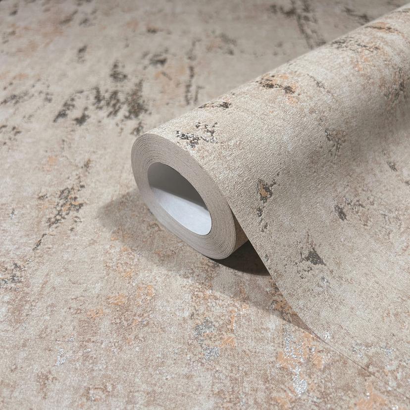 vliesbehang met glans beige betonlook