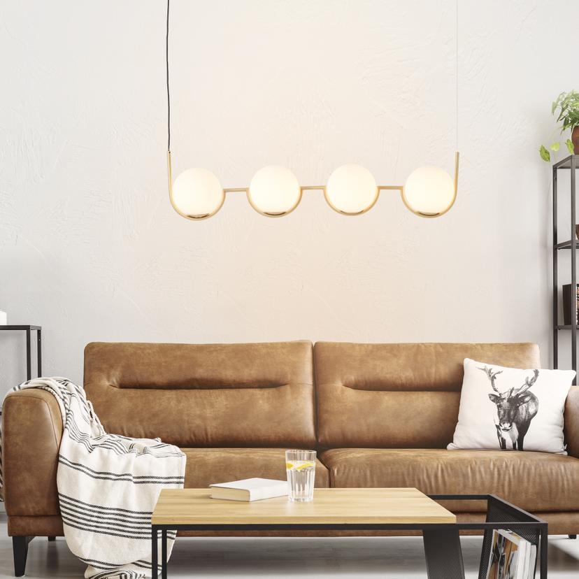 Pendelleuchte Ian, gold, 120 x 107 cm, Glas Lampe