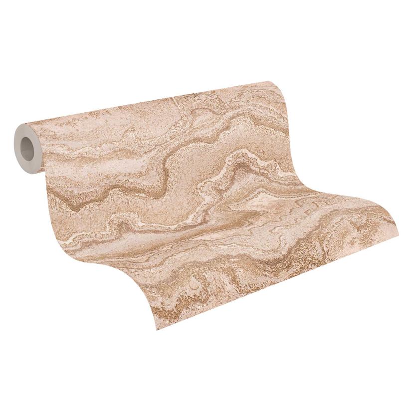 Carta da parati effetto marmo beige sabbia oro - Carta da parati con texture pietra naturale