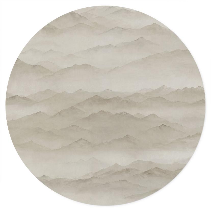 Wandtattoo Roerich Peaks - Beige Berglandschaft - Sir Edward x Grigory Gladarev - Rund