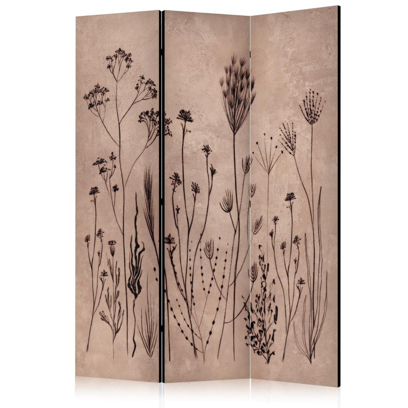 Paravent, Raumteiler freistehend, Trennwand - Plant Vintage in Lime Wash Technique